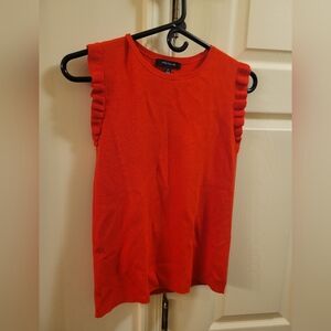 Ann Taylor Vibrant Red Orange Ruffle Shell